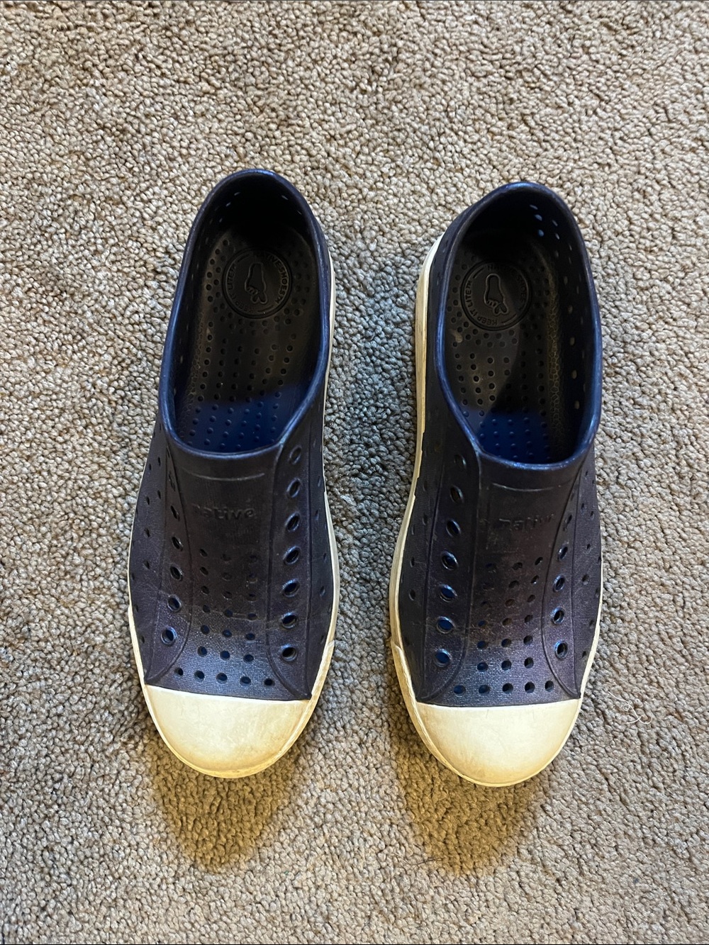 Native Kids Dark Purple Slip-On Loafers with Cream Toe Cap